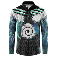 Aotearoa Korowai Motif Button Sweatshirt Maori Koru Poutama