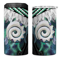 Aotearoa Korowai Motif 4 in 1 Can Cooler Tumbler Maori Koru Poutama LT14 One Size: 16 oz Turquoise - Polynesian Pride
