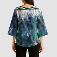 Aotearoa Korowai Motif Kimono Sleeve Blouse Maori Koru Poutama - Polynesian Pride
