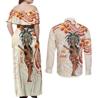 Heiva i Tahiti Couples Matching Off Shoulder Maxi Dress and Long Sleeve Button Shirt Ori Tahitian Dance Tiare Maori LT14 - Polynesian Pride