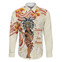 Heiva i Tahiti Family Matching Off Shoulder Short Dress and Hawaiian Shirt Ori Tahitian Dance Tiare Maori LT14 Dad's Shirt - Long Sleeve Beige - Polynesian Pride