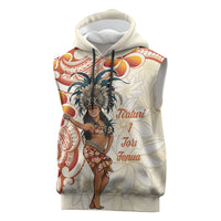 Heiva i Tahiti Sleeveless Hoodie Ori Tahitian Dance Tiare Maori LT14 Beige - Polynesian Pride