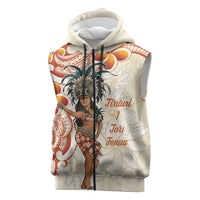 Heiva i Tahiti Sleeveless Zip Hoodie Ori Tahitian Dance Tiare Maori LT14 Beige - Polynesian Pride