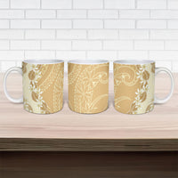 Heiva i Tahiti Ceramic Mug Tahitian Tiare Maori Cowrie Lei Brown