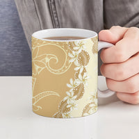 Heiva i Tahiti Ceramic Mug Tahitian Tiare Maori Cowrie Lei Brown