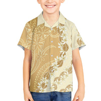 Heiva i Tahiti Family Matching Off The Shoulder Long Sleeve Dress and Hawaiian Shirt Tahitian Tiare Maori Cowrie Lei Brown LT14 Son's Shirt Brown - Polynesian Pride