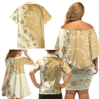 Heiva i Tahiti Family Matching Off Shoulder Short Dress and Hawaiian Shirt Tahitian Tiare Maori Cowrie Lei Brown LT14 - Polynesian Pride
