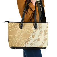 Heiva i Tahiti Leather Tote Bag Tahitian Tiare Maori Cowrie Lei Brown LT14 - Polynesian Pride