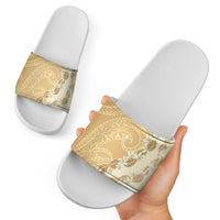 Heiva i Tahiti Slide Sandals Tahitian Tiare Maori Cowrie Lei Brown LT14 - Polynesian Pride