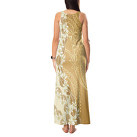 Heiva i Tahiti Tank Maxi Dress Tahitian Tiare Maori Cowrie Lei Brown LT14 - Polynesian Pride