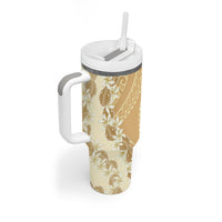Heiva i Tahiti Tumbler With Handle Tahitian Tiare Maori Cowrie Lei Brown LT14 - Polynesian Pride