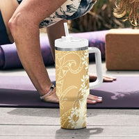 Heiva i Tahiti Tumbler With Handle Tahitian Tiare Maori Cowrie Lei Brown LT14 - Polynesian Pride