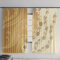 Heiva i Tahiti Window Curtain Tahitian Tiare Maori Cowrie Lei Brown