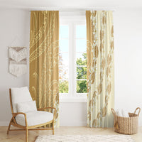 Heiva i Tahiti Window Curtain Tahitian Tiare Maori Cowrie Lei Brown