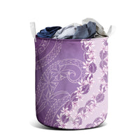 Heiva i Tahiti Laundry Basket Tahitian Tiare Maori Cowrie Lei Purple LT14 - Polynesian Pride