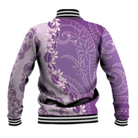 Heiva i Tahiti Baseball Jacket Tahitian Tiare Maori Cowrie Lei Purple