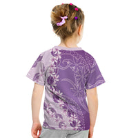 Heiva i Tahiti Kid T Shirt Tahitian Tiare Maori Cowrie Lei Purple LT14 - Polynesian Pride