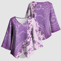 Heiva i Tahiti Kimono Sleeve Blouse Tahitian Tiare Maori Cowrie Lei Purple LT14 - Polynesian Pride