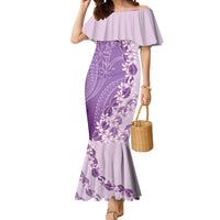 Heiva i Tahiti Mermaid Dress Tahitian Tiare Maori Cowrie Lei Purple LT14 Women Purple - Polynesian Pride
