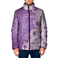 Heiva i Tahiti Padded Jacket Tahitian Tiare Maori Cowrie Lei Purple LT14 Men Purple - Polynesian Pride