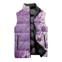 Heiva i Tahiti Sleeveless Puffer Jacket Tahitian Tiare Maori Cowrie Lei Purple LT14 - Polynesian Pride
