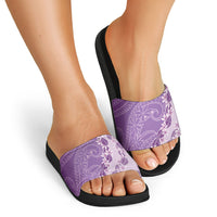 Heiva i Tahiti Slide Sandals Tahitian Tiare Maori Cowrie Lei Purple LT14 - Polynesian Pride