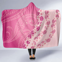 Heiva i Tahiti Hooded Blanket Tahitian Tiare Maori Cowrie Lei Pink LT14 One Size Pink - Polynesian Pride