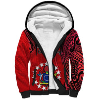 20 July Atiu Island Gospel Day Sherpa Hoodie Cook Islands Tribal Pattern LT14 Unisex Red - Polynesian Pride