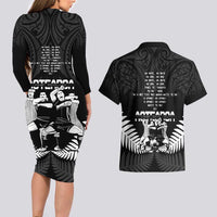 New Zealand Silver Fern Rugby Couples Matching Long Sleeve Bodycon Dress and Hawaiian Shirt Haka Dance With Aotearoa Maori Pattern LT14 - Polynesian Pride