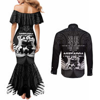 New Zealand Silver Fern Rugby Couples Matching Mermaid Dress and Long Sleeve Button Shirt Haka Dance With Aotearoa Maori Pattern LT14 - Polynesian Pride