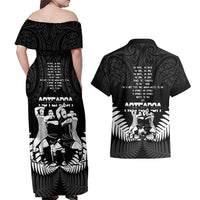 New Zealand Silver Fern Rugby Couples Matching Off Shoulder Maxi Dress and Hawaiian Shirt Haka Dance With Aotearoa Maori Pattern LT14 - Polynesian Pride