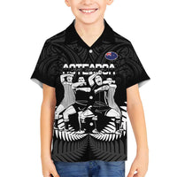 New Zealand Silver Fern Rugby Family Matching Off Shoulder Maxi Dress and Hawaiian Shirt Haka Dance With Aotearoa Maori Pattern