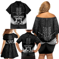 New Zealand Silver Fern Rugby Family Matching Off Shoulder Short Dress and Hawaiian Shirt Haka Dance With Aotearoa Maori Pattern