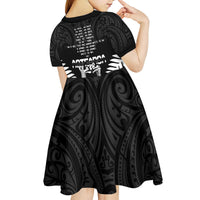 New Zealand Silver Fern Rugby Kid Short Sleeve Dress Haka Dance With Aotearoa Maori Pattern LT14 - Polynesian Pride