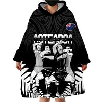 New Zealand Silver Fern Rugby Wearable Blanket Hoodie Haka Dance With Aotearoa Maori Pattern LT14 - Polynesian Pride