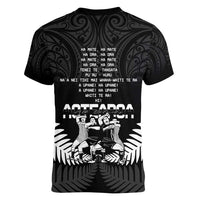 New Zealand Silver Fern Rugby Women V-Neck T-Shirt Haka Dance With Aotearoa Maori Pattern LT14 - Polynesian Pride