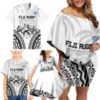 Fiji Tapa Rugby Family Matching Off Shoulder Short Dress and Hawaiian Shirt Cibi Dance With Fijian Pattern LT14 - Polynesian Pride