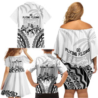 Fiji Tapa Rugby Family Matching Off Shoulder Short Dress and Hawaiian Shirt Cibi Dance With Fijian Pattern LT14 - Polynesian Pride