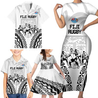 Fiji Tapa Rugby Family Matching Short Sleeve Bodycon Dress and Hawaiian Shirt Cibi Dance With Fijian Pattern LT14 - Polynesian Pride