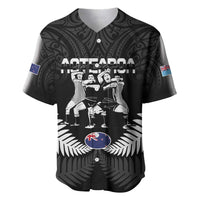 New Zealand And Fiji Tapa Rugby Baseball Jersey Haka Dance Mix Cibi Dance Together LT14 Black - Polynesian Pride