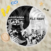 New Zealand And Fiji Tapa Rugby Beach Blanket Haka Dance Mix Cibi Dance Together LT14 One Size 150cm Black - Polynesian Pride
