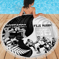 New Zealand And Fiji Tapa Rugby Beach Blanket Haka Dance Mix Cibi Dance Together LT14 - Polynesian Pride