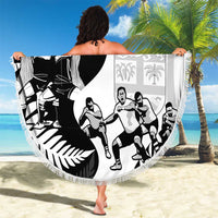 New Zealand And Fiji Tapa Rugby Beach Blanket Haka Dance Mix Cibi Dance Together LT14 - Polynesian Pride