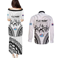 New Zealand And Fiji Tapa Rugby Couples Matching Puletasi and Long Sleeve Button Shirt Haka Dance Mix Cibi Dance Together LT14 - Polynesian Pride