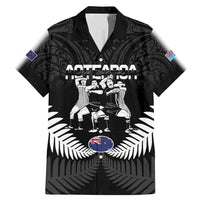 New Zealand And Fiji Tapa Rugby Family Matching Mermaid Dress and Hawaiian Shirt Haka Dance Mix Cibi Dance Together LT14 Dad's Shirt - Short Sleeve Black - Polynesian Pride