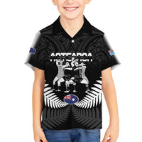 New Zealand And Fiji Tapa Rugby Family Matching Off Shoulder Maxi Dress and Hawaiian Shirt Haka Dance Mix Cibi Dance Together LT14 Son's Shirt Black - Polynesian Pride