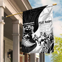 New Zealand And Fiji Tapa Rugby Garden Flag Haka Dance Mix Cibi Dance Together LT14 House Flag Black - Polynesian Pride