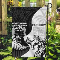 New Zealand And Fiji Tapa Rugby Garden Flag Haka Dance Mix Cibi Dance Together LT14 Garden Flag Black - Polynesian Pride