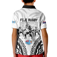 New Zealand And Fiji Tapa Rugby Kid Polo Shirt Haka Dance Mix Cibi Dance Together LT14 - Polynesian Pride