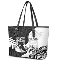 New Zealand And Fiji Tapa Rugby Leather Tote Bag Haka Dance Mix Cibi Dance Together LT14 - Polynesian Pride